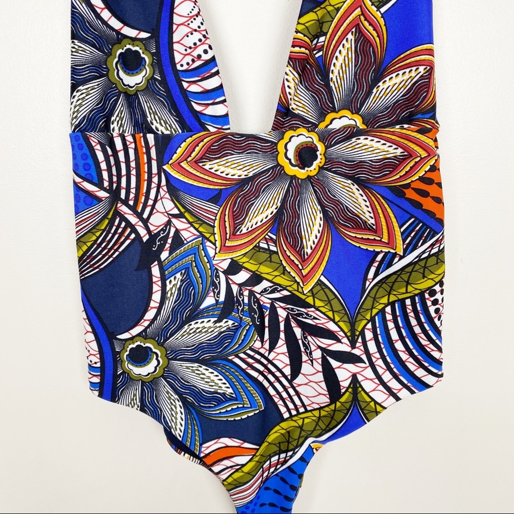 ZARA Floral Print Plunge One Piece Swimsuit S New - Picture 4 of 7